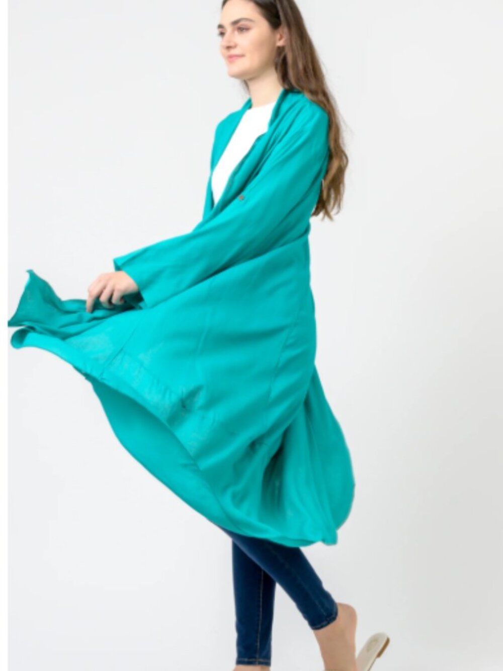 19.) Rhea Solid Print Duster - Picture 2 of 4